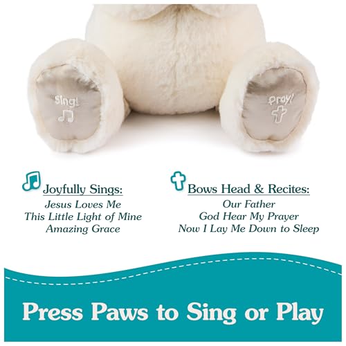 GUND Animated Goodnight Prayer Bear, Spiritual Plush Teddy Bear, Sensory Toy Stuffed Animal for Ages 0 and Up, Cream, 11" - image 3