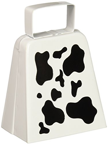 Beistle Cow Print Novelty Metal Cowbell For Farm Animal Theme Birthday Party Western Favors, White Black