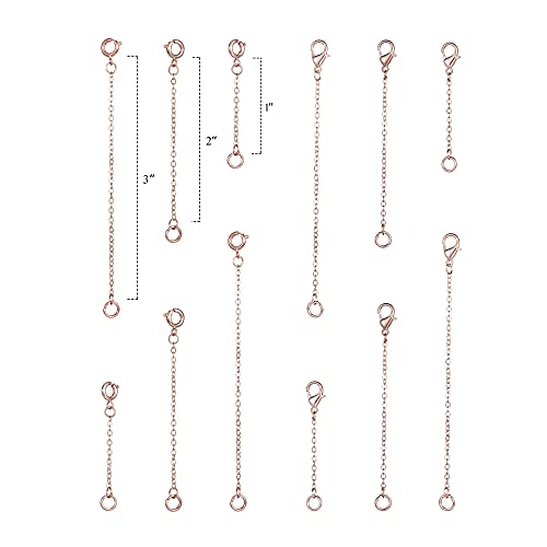 Image of Softones 12-18Pcs Ankle Bracelets Extenders-Extension for Womens Jewelry(1 2 3 Inch),with Lobster Clasp and O-Clasp from Gold Silver Rose Gold