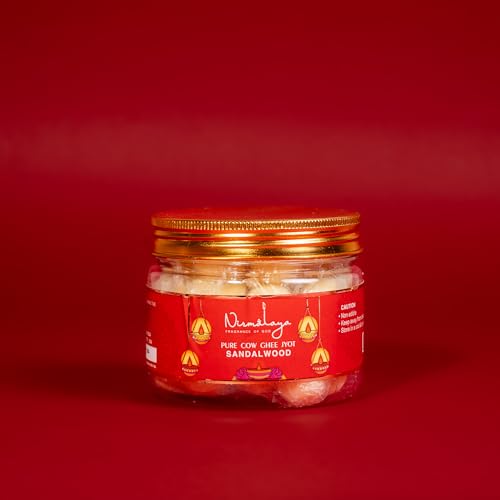 Image of Nirmalaya Premium Pure Cow Ghee Jyot for Pooja Diya with Batti | 30 Min Burn Time | Rich Aroma | Ideal for Puja, Aarti, Festive, Home Fragrance | Ready to Use (Natural, Sandalwood, Jasmine)