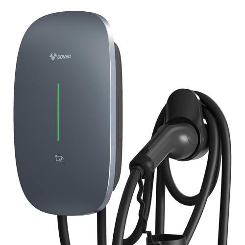 GONEO Wallbox 7kW mit APP, 7M typ 2 Ladekabel mit Kabelhalter, EV-Ladegerät (32A,230V) für BEV/PHEV, IK10, IP65, RCD Type A 30mA AC + 6mA DC, Effiziente Ladestation für Zuhause