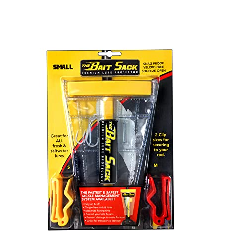 Cal Coast Fishing The Bait Sack - Fast, Easy, and Secure Holder for Bait, Hook, and Lure - Clip Easily onto Your Rod - Keeps Line Untangled - Offers Protection from Hooks - Clear (Small)
