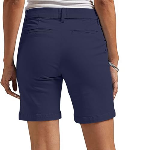 Women's Mid Rise Slim Fit Chino Bermuda Shorts Ultra Lux Comfort Walking Super Comfy Business Casual Pants3