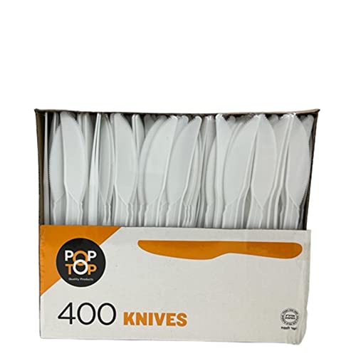 VeZee Disposable POP-TOP Premimum Quality White Medium Weght 400CT Value Pack Knives : 10 Pack