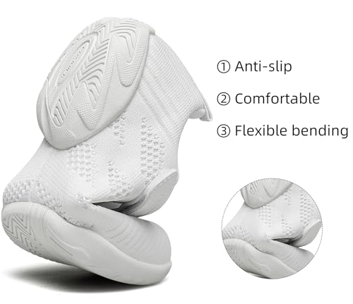 BAXINIER Girls White Cheerleading Dance Shoes Breathable Youth Cheer Competition Sneakers Athletic Training Tennis Shoes3