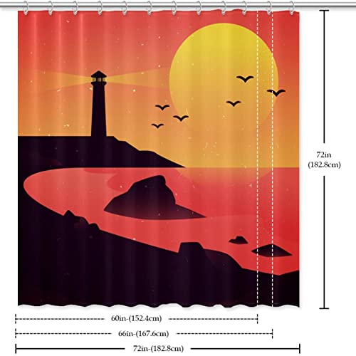 Rideau de douche motif coucher de soleil finition haut de gamme - 7
