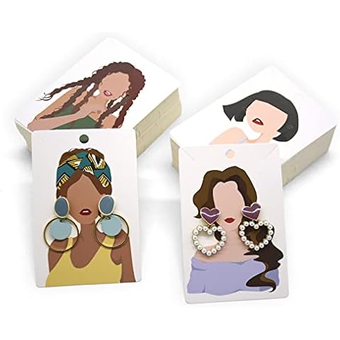 KALEFO 100 Pack Earring Cards Earring Bracelet Jewelry Display Cards Wholesale Hanging Bulk Earring Cards (White W) Cover