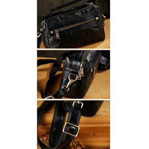 Mens Shoulder Bags Waist Packs Casual Daypacks Genuine Leather Crossbody Bags Messenger Bags Travel Bags Handbags(Black)4