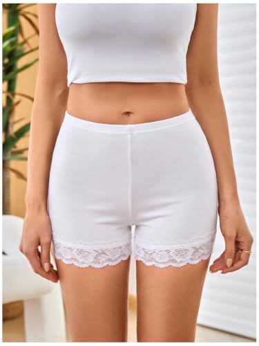 Image of MakeMeChic Women's Summer Lace Trim Shorts Biker Under Dresses
