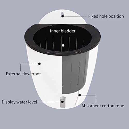 Flowden Self Watering Hanging Planters, 5 Pack Visible Water Level Indoor Outdoor Plants Flowers Pots - Wall Mounted Plants Holder White Plastic 5.5 Inch With Hooks #TOP2
