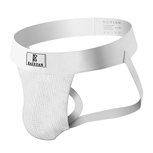 Jockland Men's Jock Strap, Wide Band Mesh Male Underwear Jockstrap Competitive Athletic Supporter For Gym Vasectomy Rugby Marathon (White, L) #TOP1
