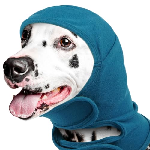 IDOMIK Dog Ear Cover for Anxiety Relief, Adjustable Dog Calming Hood for Grooming Bath Drying, No Shake Pet Head Ear Wrap for Hematomas Fireworks Thunderstorms, Doggy Ear Muffs Noise Protection,Blue,M