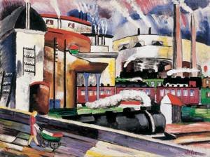 Peinture à l'huile xZoltan Klie Railway Station reproduction sur toile premium