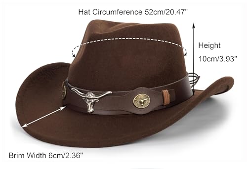 Kids Western Hats Boys Girls Cowboy Felt Fedora with Belt Buckle 3-7T4