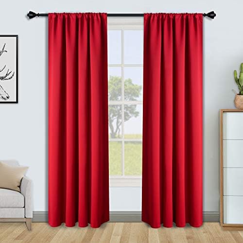 FLOWEROOM Blackout Curtains for Bedroom - Thermal Insulated Rod Pocket Window Curtains, Darkening Curtain for Living Room, Beige, 2 Panels, W46 x L54 inch (117cmx137cm)