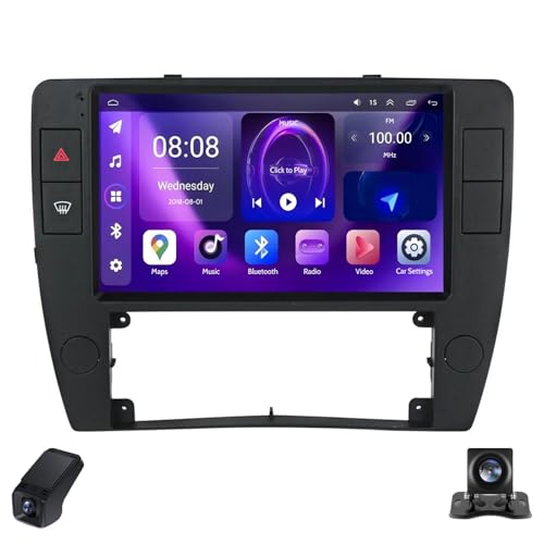 Car Radio Touch Screen IPS for Volkswagen Passat B5 2000-2005 4-Core Android 14 Car Stereo 9-Inch/Wireless CarPlay/Android Auto/WiFi/FM Radio/GPS/Bluetooth/SWC/Rear View Cam/ADAS DVR(X1)