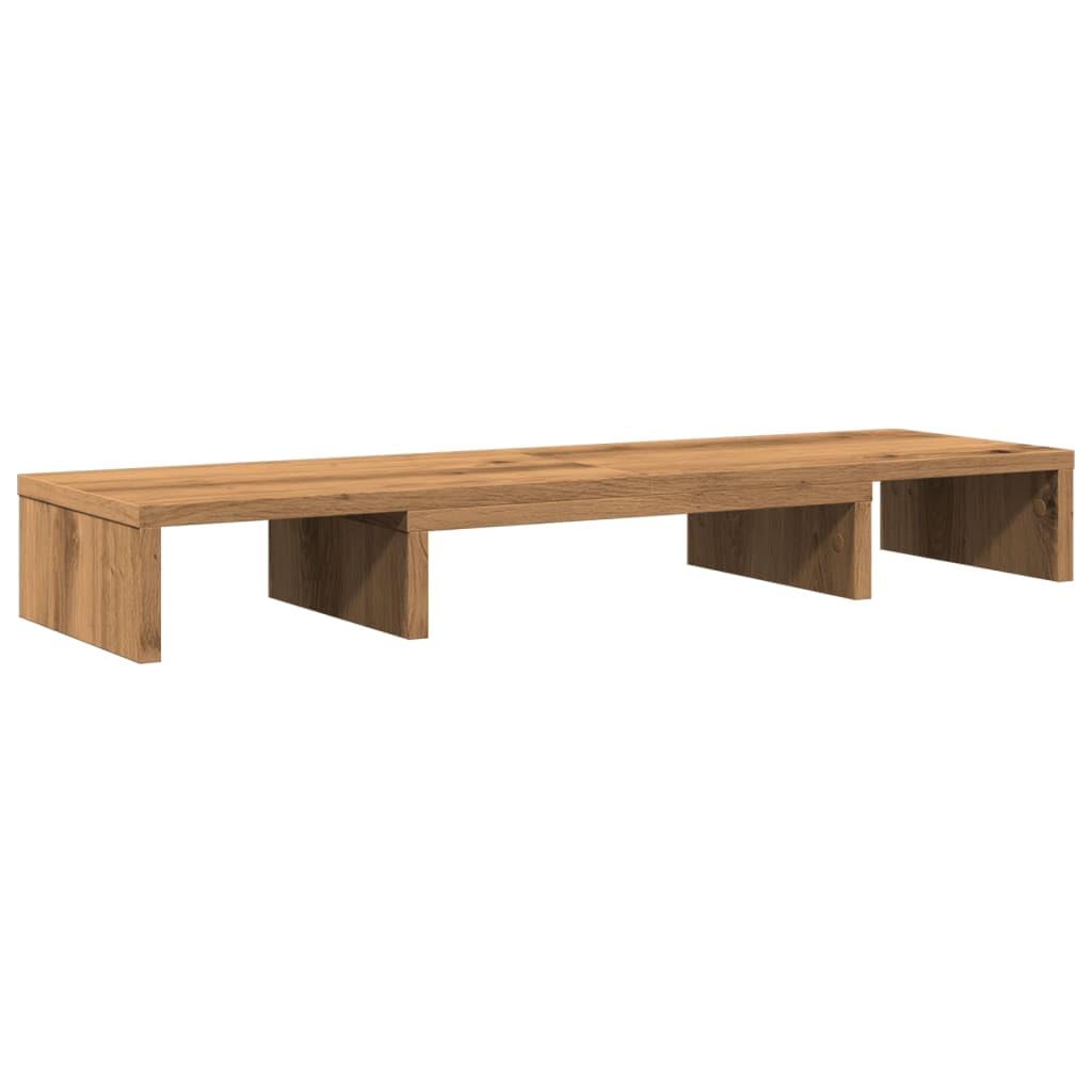 Supporto per monitor regolabile in legno di rovere Artisan, 80 x 24 x 10,5 cm, ergonomico, regolabile in altezza, salvaspazio e stabile, per scrivania per computer, tavolo da gioco, home