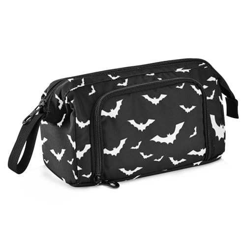 Image of Fisyme Halloween Bats Pencil Case Large Capacity Pencil Pouch Pen Bags Box Big Makeup Pencil Case Organizer