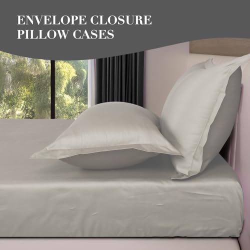 Image of LANE LINEN 400TC Super King Size Bedsheet with 2 Pillow Cases | 100% Cotton 3 Pc Bedding Set (2.74 M x 2.74 M) | Breathable & Wrinkle-Free | Sustainable & Eco Friendly Bedding Set (Tan)