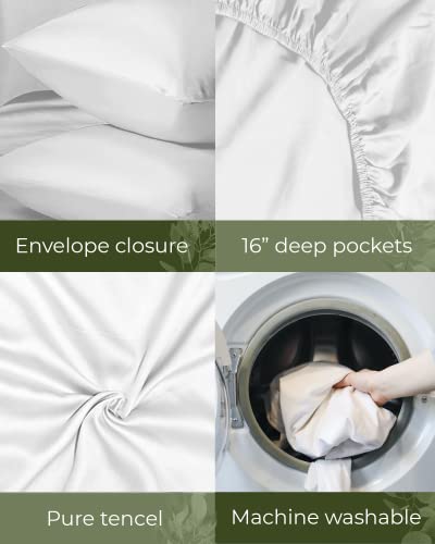 Linenwalas 100% Eucalyptus Tencel Sheets For Queen Size Bed - Cooling Super Breathable Woven-Lyocell Silk Soft Deep Pocket 16" Anti Pilling 4Pc Sheets Set(Queen, Charcoal Grey) #TOP5