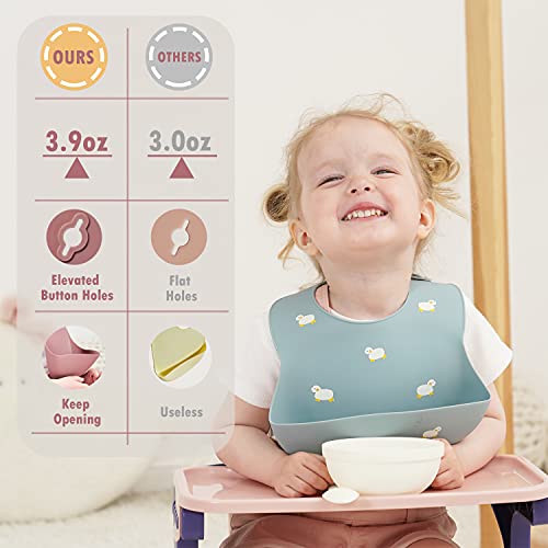 Silicone Baby Bibs Set of 2 BPA Free Waterproof Soft Adjustable Bib Easily clean with Food Catcher 6-18 Months2