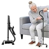 CAIEJSAEN Bastón ajustable con doble mango, 8 niveles de altura, plegable, mango ergonómico suave, bastón de cuatro patas para personas mayores y adultos