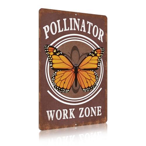 Vintage Garden Signs pollinator work zone Retro Yard Metel Tin Signs outdoor Aluminium Wall Decor