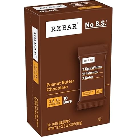 RXBAR Protein Bars, Protein Snack, Snack Bars, Peanut Butter Chocolate, 18.3oz Box (10 Bars) Cover