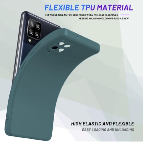 Image of DIZORO Liquid Silicone Case with Microfiber Coushioning Compatible for Samsung Galaxy A12 /M12 /F12 Shockproof Slim Back Cover, Gel Rubber Full Body Protection - Forest Green