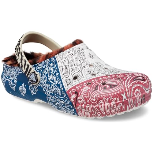Image of Crocs Unisex-Child Zappos Print Lab: Gone Wild Classic Lined Clogs, Multi /Bandana /Animal Mix Print, 2 Little Kid