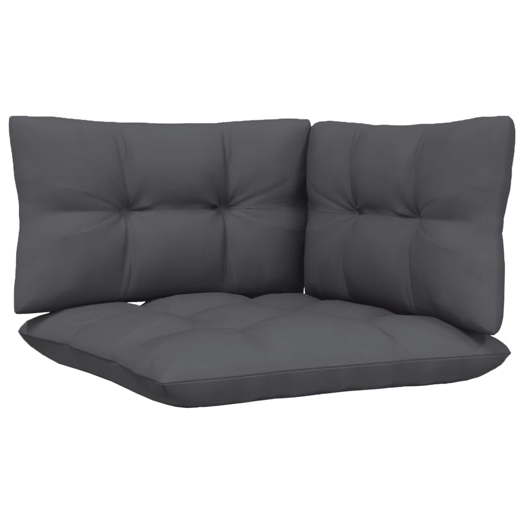 Juego de muebles de jardín de 13 piezas con tapizado en color antracita, conjunto modular de madera de pino resistente para terraza, balcón, jardín, incluye cojín de asiento, mesa auxiliar