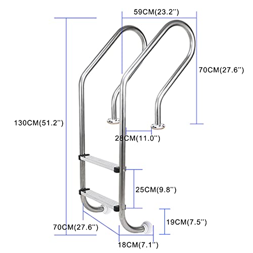 Baranda para piscina de acero inoxidable 2 peldaños miniatura 7