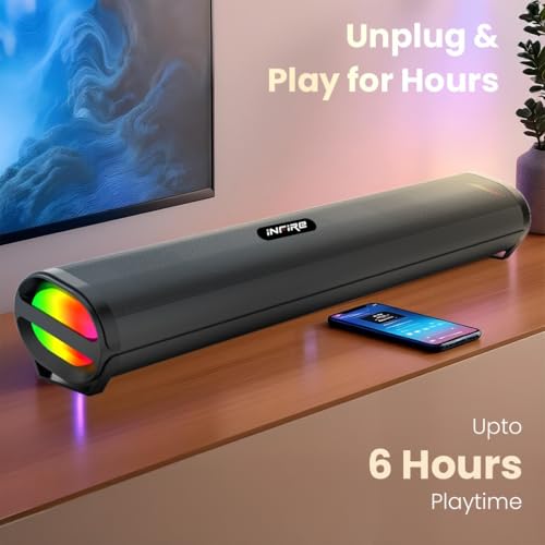 Image of iNFiRe FireBar 50 50W Bluetooth Soundbar with RGB Lights, TWS Function, Multiple Modes (BT /FM /AUX /USB /TF), Home Audio Speaker