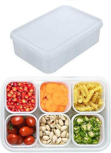 RROAD Recipientes naturales de almacenamiento de alimentos con contenedor de almacenamiento con 6 cajas pequeñas desmontables para almacenar pescado, carne, verduras