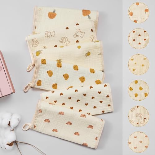 Premium Cotton Muslin Burp Cloths for Baby - Ultra Soft Washcloths, Large 20 x 10 Inch, 6 Thicken Absorbent Layers - Newborn Burping Rags and Face Towels (6 Pack) - Image 5