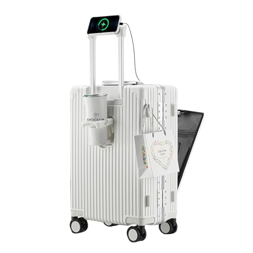 feilario-20in-Aluminium-Frame-Zipperless-PC-Hard-Shell-Spinner-Wheels-Luggage-Built-In-TSA-lock-Carry-on-Suitcase-with-Cup-Holder-USB-Port-Phone-Holder feilario 20in Aluminium Frame Zipperless PC Hard Shell Spinner Wheels Luggage, Built-In TSA lock Carry on Suitcase, with Cup Holder, USB Port, Phone Holder - Image 1
