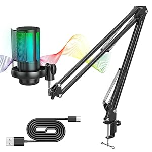 Anykuu Condenser Microphone Kit Professional, 192kHZ/24 USB Gaming Microphone PC Streaming Podcast USB Microphone Pop Protection for Gaming/Studio/Youtuber Karaoke/Podcasting