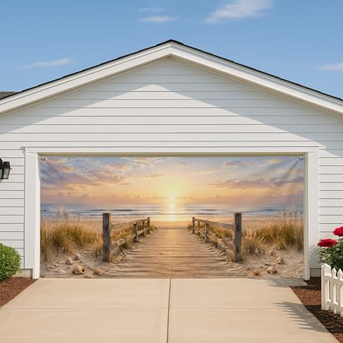 Couverture porte garage sunset décoration été extérieure grand format