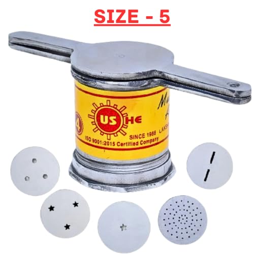 Image of Alumunium Murukku Maker|Muruku Achu|Chkkoda Idiyappam|Multi Purpose Achu Murukku MakerJanthikulu Maker,Snack, Murukku, Farsan Sev, Gathia with 5 Different Achu|Jalis (5 -Size)