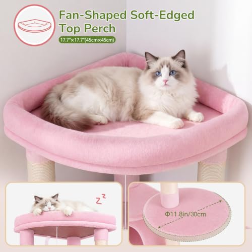 Image of Globlazer Pink Corner Cat Tree Tower with Scratching Post, C51, Pink