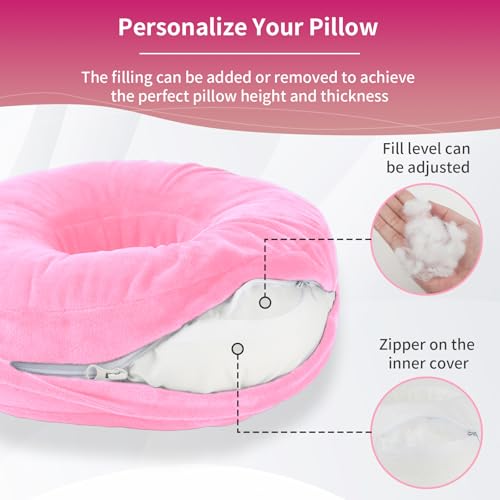 EasyStar Ohr-Piercing-Kissen mit abnehmbarem Kissenbezug, verstellbare Polsterung, Seitenschläferkissen, Donut-Form, 29 x 29 cm, schützt Ihre Ohren und sorgt für einen guten Schlaf
