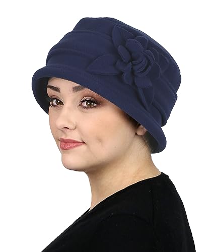 Hats Scarves & More Chemo Headwear for Women Cancer Hat Cloche Head Covering Ladies Lizzy (Navy)