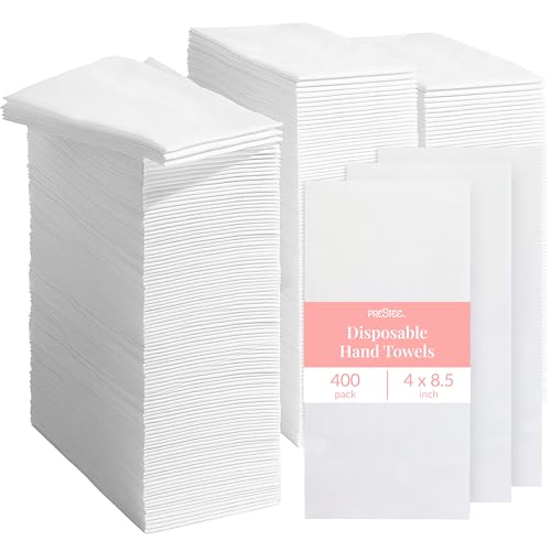 Image of Prestee 400 Linen Feel Disposable Paper Hand Towels - White, Event Supplies, Disposable Guest Towels, Wedding Napkins, Disposable Napkins for Guest Bathroom, Christmas Parties, Holiday Dinners