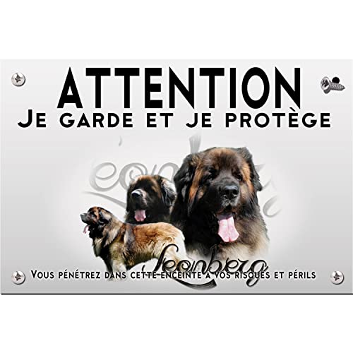 Plaque Humour "Attention Leonberg Lunatique" - Panneau Aluminium Personnalisable 15x20 Cm