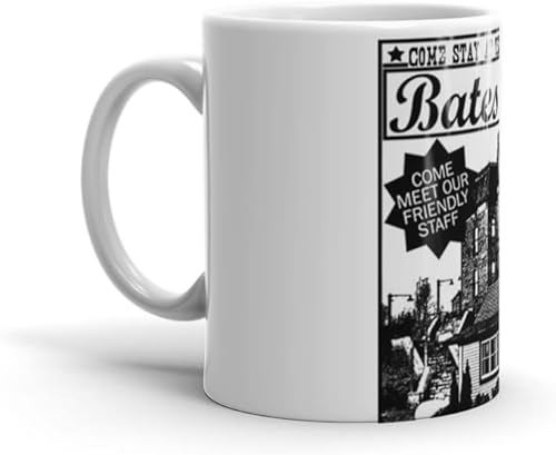 Taza de café de cerámica blanca Bates Taza de microondas Motel Home 15 11 Oz Té Navidad Seguro Lavavajillas Fiesta Cumpleaños Boda Vacaciones