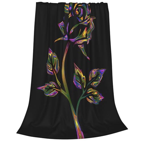 Couverture polaire chaude isolation thermique fleur noire et dorée - 3