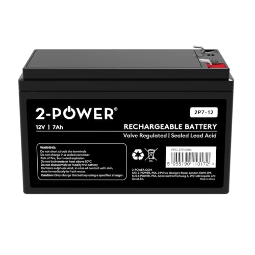 2-Power 12V 7Ah SLA Battery Sealed Lead Acid Rechargeable Battery UPS Home Alarm Mobility Scooter Replaces APC RBC17 RNC2 Lucas LSLA7-12 Panasonic LC-R127R2PG Yuasa NP7-12 Y7-12