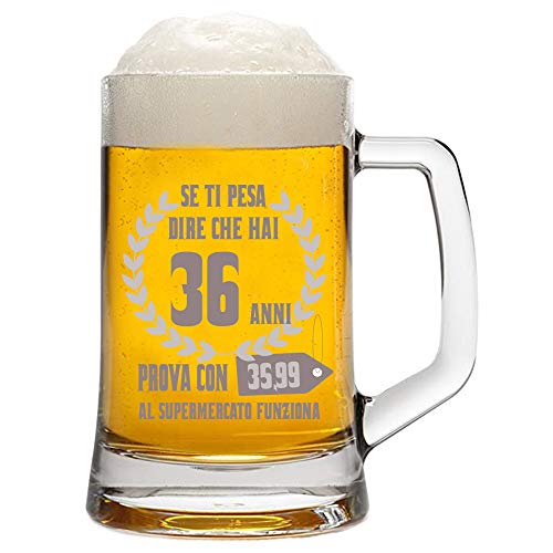 Colorfamily Boccale da Birra con Incisione Compleanno 36 Anni -