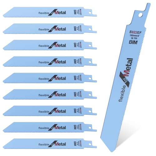 BEASAFY 10 Pièces Lames de Scie Alternative en Métal, 150mm Flexible Lame Scie Sabre, Accessoires Scie Alternative pour Bois, Plastique, Métal (S922EF)