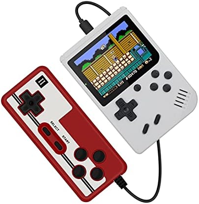 ZSYXM Consolas de Juegos portátiles Portátil Mini Handheld Video Game Console 8-bit 3.0 Pulgada Color LCD Kids Color Juego Jugador Incorporado 400 Juegos ( Color : White with Gamepad )
